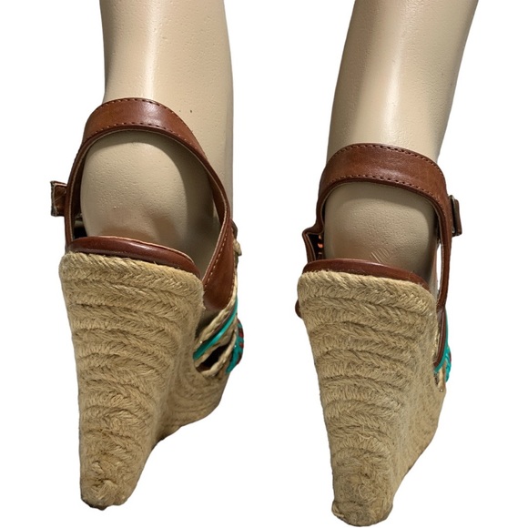 CHICSC LAUNDRY Green Beige and Brown Gorgeous Platform Shoes Size 7.5 - Picture 2 of 11
